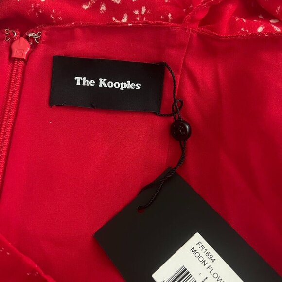 NWT The Kooples Moon Flower Red Floral Ruffle Mini Dress Size 2 - Picture 4 of 12